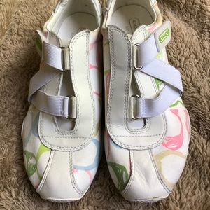 Coach White Logo Velcro Zigzag Sneakers Size 6 1/2